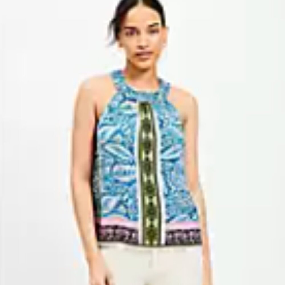 LOFT Palm Smocked Halter Top